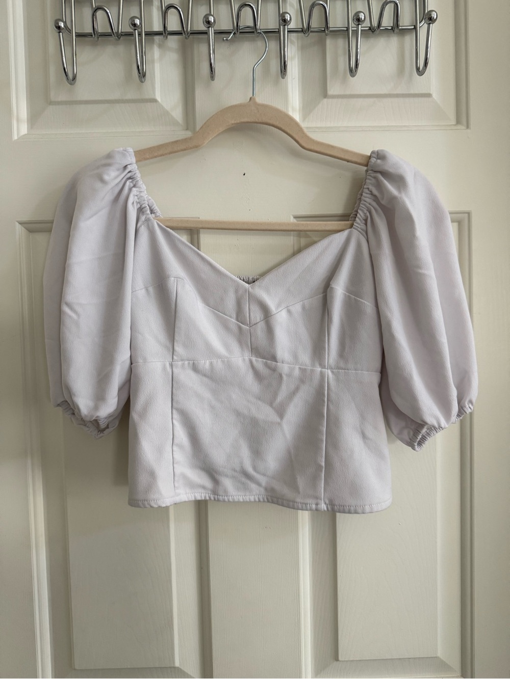 Abercrombie & Fitch Grey Puff Sleeve Sweetheart Corset Top